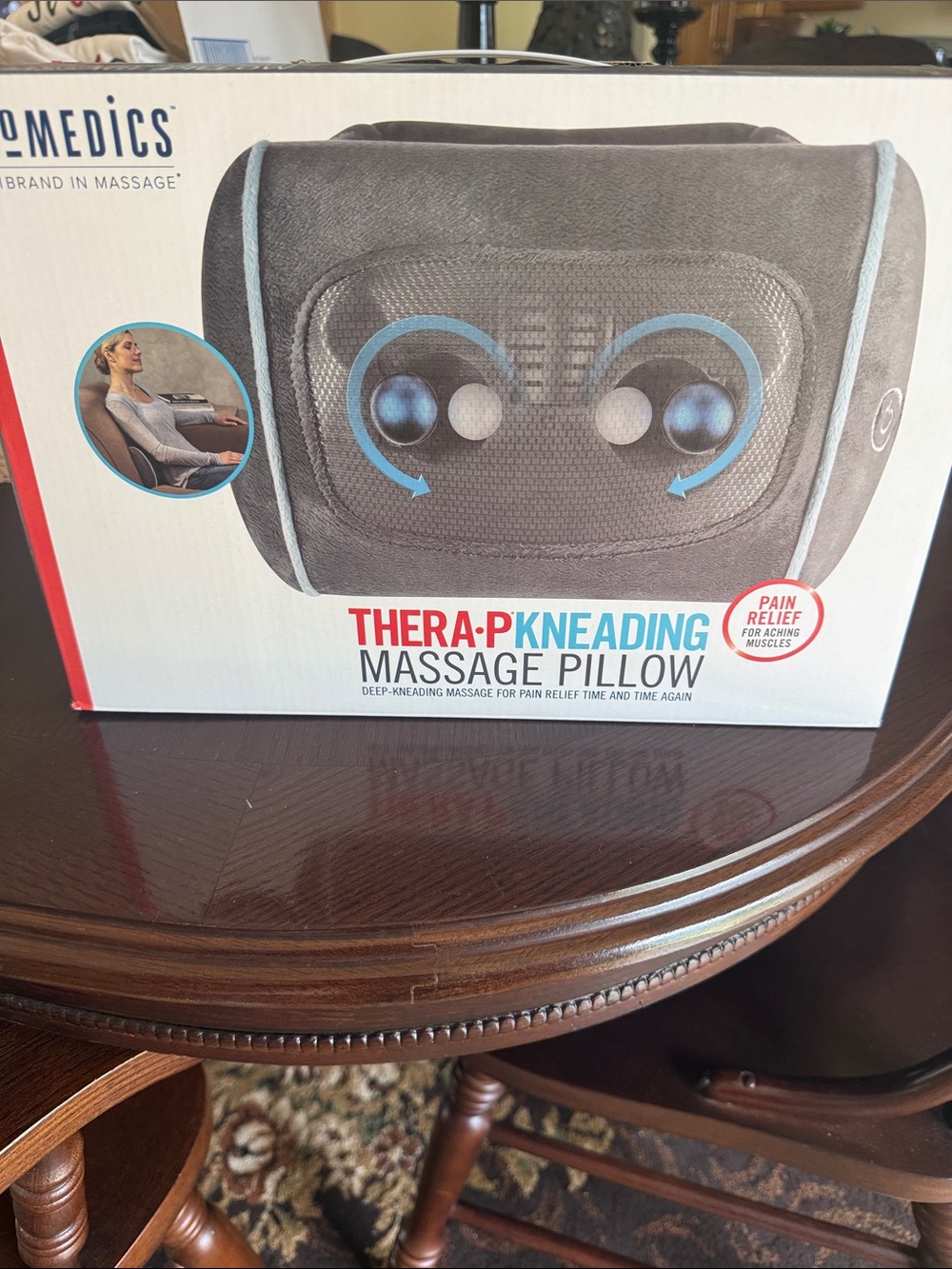 Homedics Gray Massage Pillow with Light Blue Trim